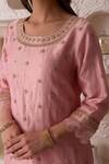 Shop_Surabhi Arya_Pink Organza, Tissue, Georgette Gota Patti, Thread Embroidered Kurta Sharara Set _Online_at_Aza_Fashions