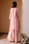 Shop_Surabhi Arya_Pink Organza, Georgette Gota Patti, Thread Floral Embroidered Kurta Palazzo Set _at_Aza_Fashions