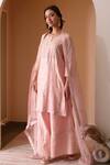 Buy_Surabhi Arya_Pink Organza, Georgette Gota Patti, Thread Floral Embroidered Kurta Palazzo Set _Online_at_Aza_Fashions