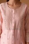 Shop_Surabhi Arya_Pink Organza, Georgette Gota Patti, Thread Floral Embroidered Kurta Palazzo Set _Online_at_Aza_Fashions
