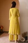 Shop_Surabhi Arya_Yellow Net, Georgette Gota Patti, Thread Floral Embroidered Anarkali Palazzo Set _at_Aza_Fashions