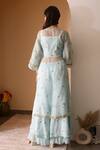 Shop_Surabhi Arya_Blue Organza, Satin Linen Gota Patti, Thread Work Embroidered Jacket Sharara Set _at_Aza_Fashions