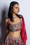 Buy_PUNIT BALANA_Red Satin Silk Print And Embellishment Abstract Surkh Laal Bridal Lehenga Set _Online