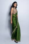 PUNIT BALANA_Green Organza Silk Embroidery Marodi Scoop Neck Work Saree With Blouse_at_Aza_Fashions