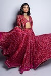 Buy_PUNIT BALANA_Red Silk Chanderi Print And Embroidery Floral Surkh Laal Patchwork Skirt Set _Online_at_Aza_Fashions