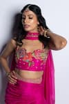 PUNIT BALANA_Pink Silk Embroidery Resham And Marodi Gulaabi Blouse Draped Skirt Set _at_Aza_Fashions