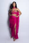 Shop_PUNIT BALANA_Pink Silk Embroidery Resham And Marodi Gulaabi Blouse Draped Skirt Set 