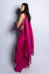 Shop_PUNIT BALANA_Pink Silk Embroidery Resham And Marodi Gulaabi Blouse Draped Skirt Set _Online