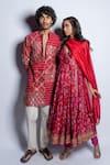 Buy_PUNIT BALANA_Red Chanderi Silk Embroidery Coin Embellished Kurta Set 