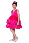 Littlecheer_Pink Silk, Satin Stones Buttercup Layered Back Bow Dress _Online_at_Aza_Fashions