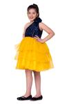 Littlecheer_Yellow Silk Organza Sequins Rockabye Bodice Dress _Online_at_Aza_Fashions