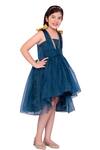 Littlecheer_Blue Silk Organza Sequins Glamstar Flared High-low Dress _Online_at_Aza_Fashions