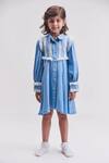 Shop_LittleCheer_Blue Marshmallow Fringed Shirt Dress For Girls_Online_at_Aza_Fashions