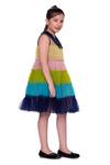 LittleCheer_Multi Color Butterfly Net Embellished Sequin Cotton Candy Tiered Dress _Online_at_Aza_Fashions