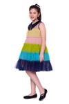 Buy_LittleCheer_Multi Color Butterfly Net Embellished Sequin Cotton Candy Tiered Dress _Online_at_Aza_Fashions