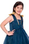 Buy_Littlecheer_Blue Silk Organza Sequins Glamstar Flared High-low Dress _Online_at_Aza_Fashions