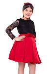 Shop_Littlecheer_Red Chiffon, Satin Lace, Embroidery Shine Star Skirt Set _Online_at_Aza_Fashions