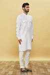 Buy_Aqube by Amber_White Linen Pathani Kurta _Online_at_Aza_Fashions