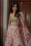 Buy_Arpita Mehta_Red Georgette Embroidered Floral Sweetheart Neck Pattern Cape And Sharara Set _Online_at_Aza_Fashions