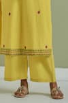 Priya Chaudhary_Yellow Cotton Embroidery Round Neck Kurta And Pant Set _Online_at_Aza_Fashions