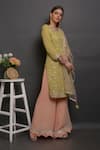 Surabhi Arya_Green Net, Georgette Hand Embroidered Kurta Set _Online_at_Aza_Fashions