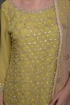 Surabhi Arya_Green Net, Georgette Hand Embroidered Kurta Set _at_Aza_Fashions