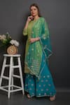 Buy_Surabhi Arya_Green Net, Georgette Hand Embroidered Kurta Set _at_Aza_Fashions