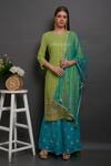 Surabhi Arya Green Net, Georgette Hand Embroidered Kurta Set Online at Aza Fashions Surabhi Arya_Green Net, Georgette Hand Embroidered Kurta Set _Online_at_Aza_Fashions
