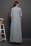 Shop_Surabhi Arya_Blue Chanderi, Georgette Hand Embroidered Gown With Jacket_at_Aza_Fashions