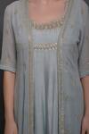 Shop_Surabhi Arya_Blue Chanderi, Georgette Hand Embroidered Gown With Jacket_Online_at_Aza_Fashions