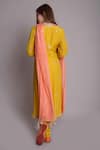 Shop_Surabhi Arya_Yellow Silk Chanderi Hand Embroidered Kurta Set _at_Aza_Fashions