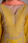 Shop_Surabhi Arya_Yellow Silk Chanderi Hand Embroidered Kurta Set _Online_at_Aza_Fashions