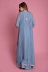 Shop_Surabhi Arya_Blue Chanderi, Georgette Gown With Jacket_at_Aza_Fashions