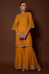 Buy_Surabhi Arya_Yellow Georgette Hand Embroidered Kurta And Gharara Set _at_Aza_Fashions