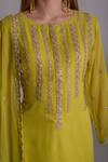 Surabhi Arya_Green Chiffon, Georgette Hand Embroidered Kurta Set_at_Aza_Fashions