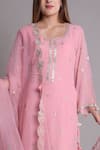 Shop_Surabhi Arya_Pink Georgette Hand Embroidered Kurta Set _Online_at_Aza_Fashions