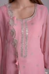 Surabhi Arya_Pink Georgette Hand Embroidered Kurta Set _at_Aza_Fashions