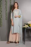 Buy_Surabhi Arya_Blue Georgette Hand Embroidered Kurta Set _at_Aza_Fashions