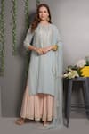 Surabhi Arya_Blue Georgette Hand Embroidered Kurta Set _Online_at_Aza_Fashions