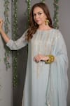 Shop_Surabhi Arya_Blue Georgette Hand Embroidered Kurta Set _Online_at_Aza_Fashions