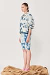 Shahin Mannan_Blue Cloud Washed Denim Embroidered Air Oversize Jacket And Shorts Set  _Online_at_Aza_Fashions