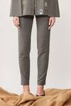 Buy_Shahin Mannan_Grey Thin Washed Denim Narrow Fit Pant  _Online_at_Aza_Fashions