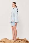 Buy_Shahin Mannan_Blue Thick Washed Denim Embroidered Typography Shirt Collar Cape  _Online_at_Aza_Fashions