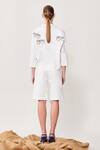 Shop_Shahin Mannan_White Poplin Specky Eyes Spread Collar Dolman Sleeve Top And Shorts Set_at_Aza_Fashions