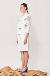 Shahin Mannan_White Poplin Specky Eyes Spread Collar Dolman Sleeve Top _Online_at_Aza_Fashions