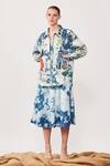 Buy Shahin Mannan Blue Cloud Washed Denim Bicycle, Cards, Text Motifs Open Oversized Jacket at Aza Fashions Buy_Shahin Mannan_Blue Cloud Washed Denim Bicycle, Cards, Text Motifs Open Oversized Jacket_at_Aza_Fashions