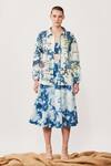 Buy Shahin Mannan Blue Cloud Washed Denim Bicycle, Cards, Text Motifs Open Oversized Jacket Online at Aza Fashions Buy_Shahin Mannan_Blue Cloud Washed Denim Bicycle, Cards, Text Motifs Open Oversized Jacket_Online_at_Aza_Fashions