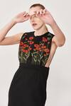Buy_Shahin Mannan_Black Sponge Daisy Bee Embroidered Dungaree Dress_Online_at_Aza_Fashions