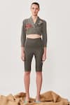 Shahin Mannan_Grey Denim Plain Daisy Bee Shorts _Online_at_Aza_Fashions