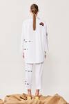 Shop_Shahin Mannan_White Poplin Embroidered Thread Work Coca Love Shirt And Pant Set  _at_Aza_Fashions